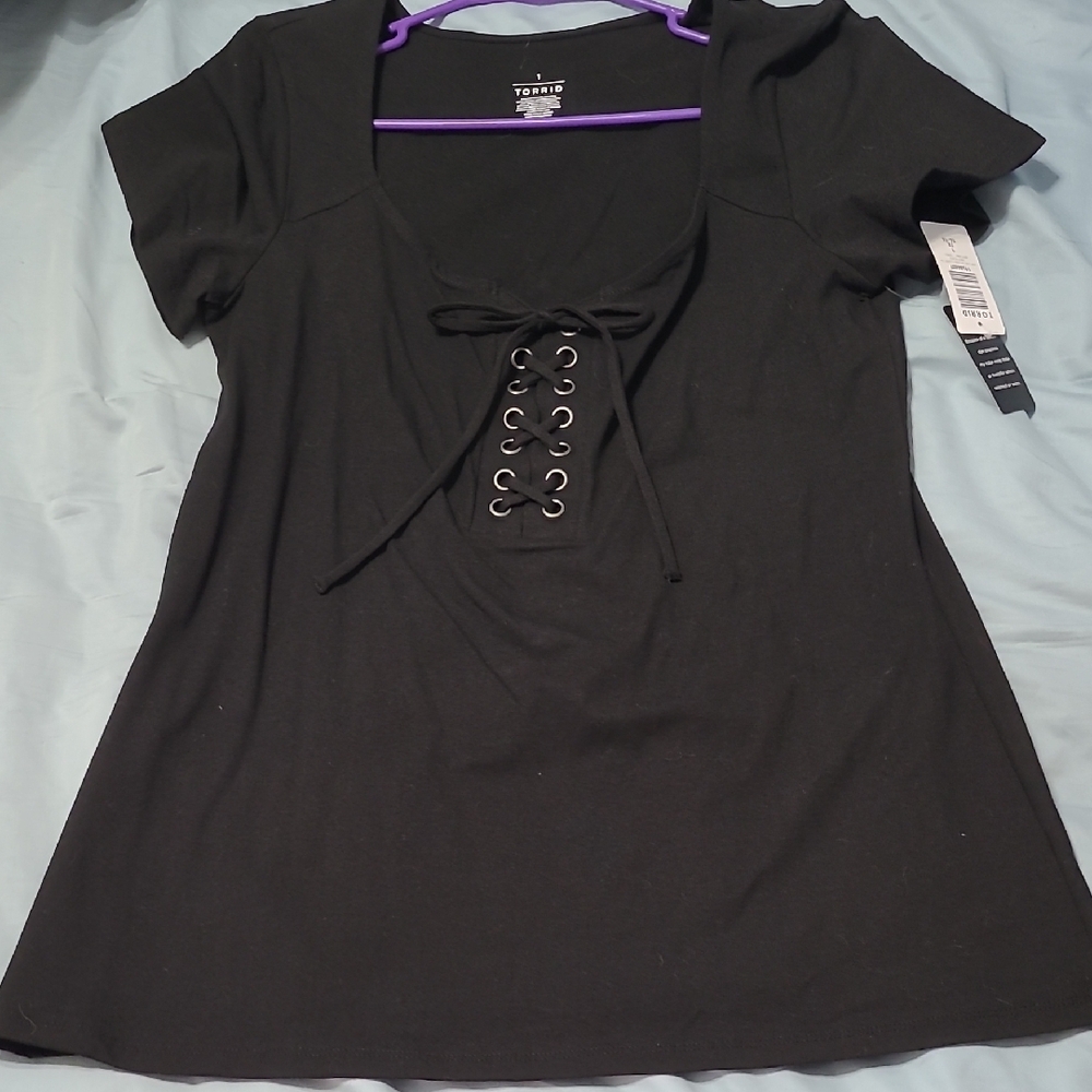 Torrid Black Lace-Up Top
